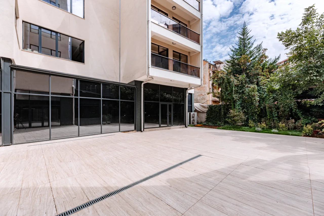 The Nastel building's courtyard and glazed ground floor